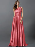 A-Line/Princess Pleats Sleeveless Long Silk like Satin Bridesmaid Dresses TPP0004905