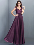 A-Line/Princess Scoop Lace Sleeveless Long Chiffon Bridesmaid Dresses TPP0005303