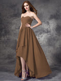 A-line/Princess Sweetheart Ruffles Sleeveless High Low Chiffon Bridesmaid Dresses TPP0005145