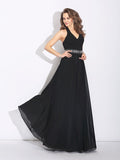 A-Line/Princess Halter Beading Sleeveless Long Chiffon Bridesmaid Dresses TPP0005529