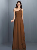 A-Line/Princess One-Shoulder Pleats Sleeveless Long Chiffon Bridesmaid Dresses TPP0005350