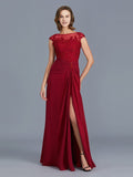 Sheath/Column Scoop Sleeveless Chiffon Ruffles Floor-Length Mother of the Bride Dresses TPP0007361