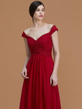 A-Line/Princess V-neck Sleeveless Floor-Length Lace Chiffon Bridesmaid Dresses TPP0005569