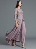 A-Line/Princess 1/2 Sleeves Scoop Asymmetrical Chiffon Mother of the Bride Dresses TPP0007047