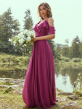 A-Line/Princess Chiffon Ruffles V-neck Sleeveless Floor-Length Bridesmaid Dresses TPP0004967