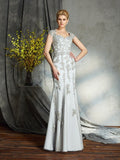 Sheath/Column Sweetheart Applique Sleeveless Long Satin Mother of the Bride Dresses TPP0007079