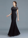 Trumpet/Mermaid Scoop Short Sleeves Lace Floor-Length Mother of the Bride Dresses TPP0007311