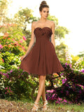 A-Line/Princess Sweetheart Pleats Sleeveless Short Chiffon Bridesmaid Dresses TPP0005549