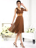 A-Line/Princess V-neck Sleeveless Short Chiffon Bridesmaid Dresses TPP0005239