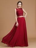 A-Line/Princess Spaghetti Straps Sleeveless Floor-Length Lace Chiffon Bridesmaid Dresses