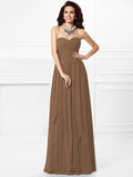 A-Line/Princess Sweetheart Pleats Ruffles Sleeveless Long Chiffon Bridesmaid Dresses TPP0003265