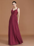 A-Line/Princess Lace Sweetheart Chiffon Ruched Floor-Length Bridesmaid Dresses TPP0005841