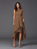 A-Line/Princess Scoop Sash/Ribbon/Belt Sleeveless High Low Chiffon Bridesmaid Dresses TPP0005166