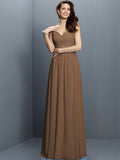 A-Line/Princess V-neck Lace Sleeveless Long Chiffon Bridesmaid Dresses TPP0005562