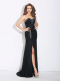 Sheath/Column Sweetheart Rhinestone Sleeveless Long Lace Dresses TPP0003494