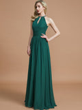 A-Line/Princess Chiffon Scoop Sleeveless Floor-Length Bridesmaid Dresses TPP0005219