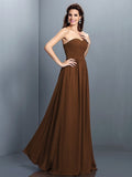 A-Line/Princess Sweetheart Pleats Sleeveless Long Chiffon Bridesmaid Dresses TPP0005405