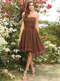 A-Line/Princess Sweetheart Hand-Made Flower Sleeveless Short Chiffon Bridesmaid Dresses TPP0005463