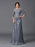 A-Line/Princess Bateau Lace 3/4 Sleeves Long Net Mother of the Bride Dresses TPP0007283