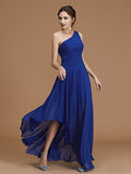 A-Line/Princess One-Shoulder Sleeveless Asymmetrical Ruffles Chiffon Bridesmaid Dresses