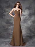 Trumpet/Mermaid Sweetheart Ruched Sleeveless Long Chiffon Bridesmaid Dresses TPP0005188