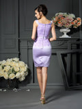 Sheath/Column Scoop Bowknot Sleeveless Short Satin Mother of the Bride Dresses TPP0007387