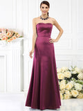 Sheath/Column Strapless Sleeveless Long Satin Bridesmaid Dresses TPP0005642