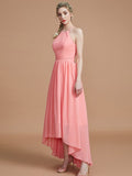 A-Line/Princess Halter Asymmetrical Sleeveless Chiffon Bridesmaid Dresses TPP0005582