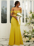 Sheath/Column Stretch Crepe Sequin Off-the-Shoulder Sleeveless Floor-Length Bridesmaid Dresses TPP0004976