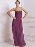 A-Line/Princess Strapless Sleeveless Beading Long Chiffon Bridesmaid Dresses TPP0005577