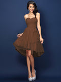 A-Line/Princess Sweetheart Pleats Bowknot Sleeveless Short Chiffon Bridesmaid Dresses TPP0005328