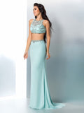 Trumpet/Mermaid Scoop Beading Sleeveless Long Chiffon Two Piece Dresses TPP0003506