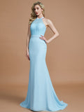 Trumpet/Mermaid Sleeveless Scoop Sweep/Brush Train Chiffon Bridesmaid Dresses TPP0005142