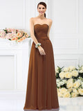 A-Line/Princess Sweetheart Pleats Hand-Made Flower Sleeveless Long Chiffon Bridesmaid Dresses TPP0005765