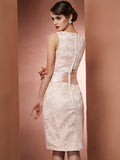 Sheath/Column Square Sleeveless Short Elastic Woven Satin Mother of the Bride Dresses TPP0007176