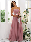 A-Line/Princess Chiffon Ruffles Strapless Sleeveless Floor-Length Bridesmaid Dresses TPP0004948