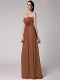 Sheath/Column Sweetheart Sleeveless Pleats Hand-Made Flower Long Chiffon Bridesmaid Dresses TPP0005798