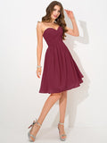 A-Line/Princess Sweetheart Pleats Sleeveless Short Chiffon Bridesmaid Dresses TPP0005313