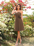 A-Line/Princess Sweetheart Hand-Made Flower Sleeveless Short Chiffon Bridesmaid Dresses TPP0005724