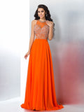 Trumpet/Mermaid Scoop Beading Sleeveless Long Chiffon Dresses TPP0002607