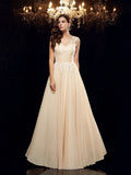 A-Line/Princess Straps Applique Sleeveless Long Chiffon Mother of the Bride Dresses TPP0007358