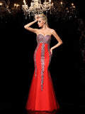 Sheath/Column Sweetheart Rhinestone Sleeveless Long Net Dresses TPP0003943