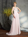 A-Line/Princess Bateau Applique Sleeveless Long Chiffon Mother of the Bride Dresses TPP0007443