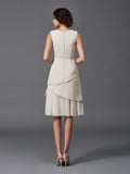 A-Line/Princess Straps Layers Sleeveless Short Chiffon Mother of the Bride Dresses TPP0007303