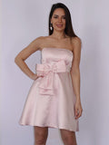 A-Line/Princess Satin Bowknot Strapless Sleeveless Short/Mini Dresses TPP0004849