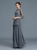 A-Line/Princess V-neck 3/4 Sleeves Ruffles Chiffon Floor-Length Mother of the Bride Dresses TPP0007295