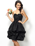 A-Line/Princess Sweetheart Bowknot Sleeveless Short Taffeta Bridesmaid Dresses TPP0005449