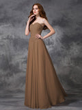 A-line/Princess Sweetheart Sleeveless Ruched Long Chiffon Bridesmaid Dresses TPP0005267