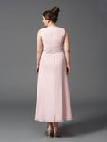 A-Line/Princess Jewel Lace Sleeveless Long Chiffon Mother of the Bride Dresses TPP0007262