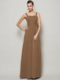 Sheath/Column Straps Sleeveless Pleats Long Chiffon Bridesmaid Dresses TPP0005157